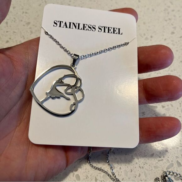 Stainless Steel gymnast Dancer with ribbon Themed Pendant Necklace - Picture 4 of 6